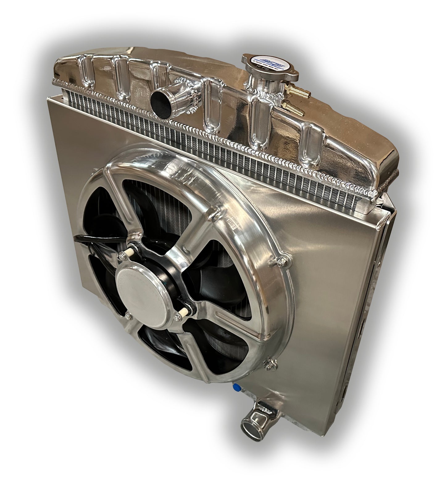 1955 - 1956 Chevy 6 Cylinder Mount - 16" HPX 3300 CFM Fan + Aluminum Shroud