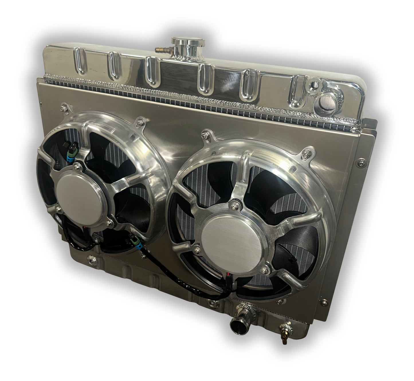 1962 - 1967 Nova Aluminum Radiator - For LSX LTX Conversions - Dual HPX Fans 3200 CFM - Aluminum Shroud