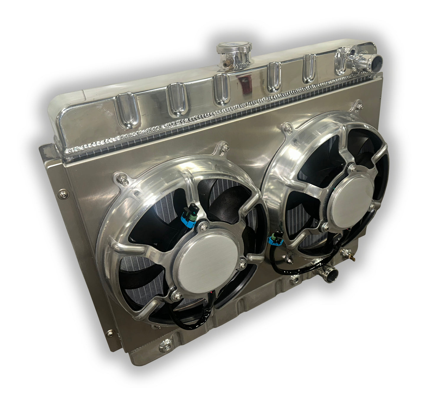 1962 - 1967 Nova Aluminum Radiator - For LSX LTX Conversions - Dual HPX Fans 3200 CFM - Aluminum Shroud