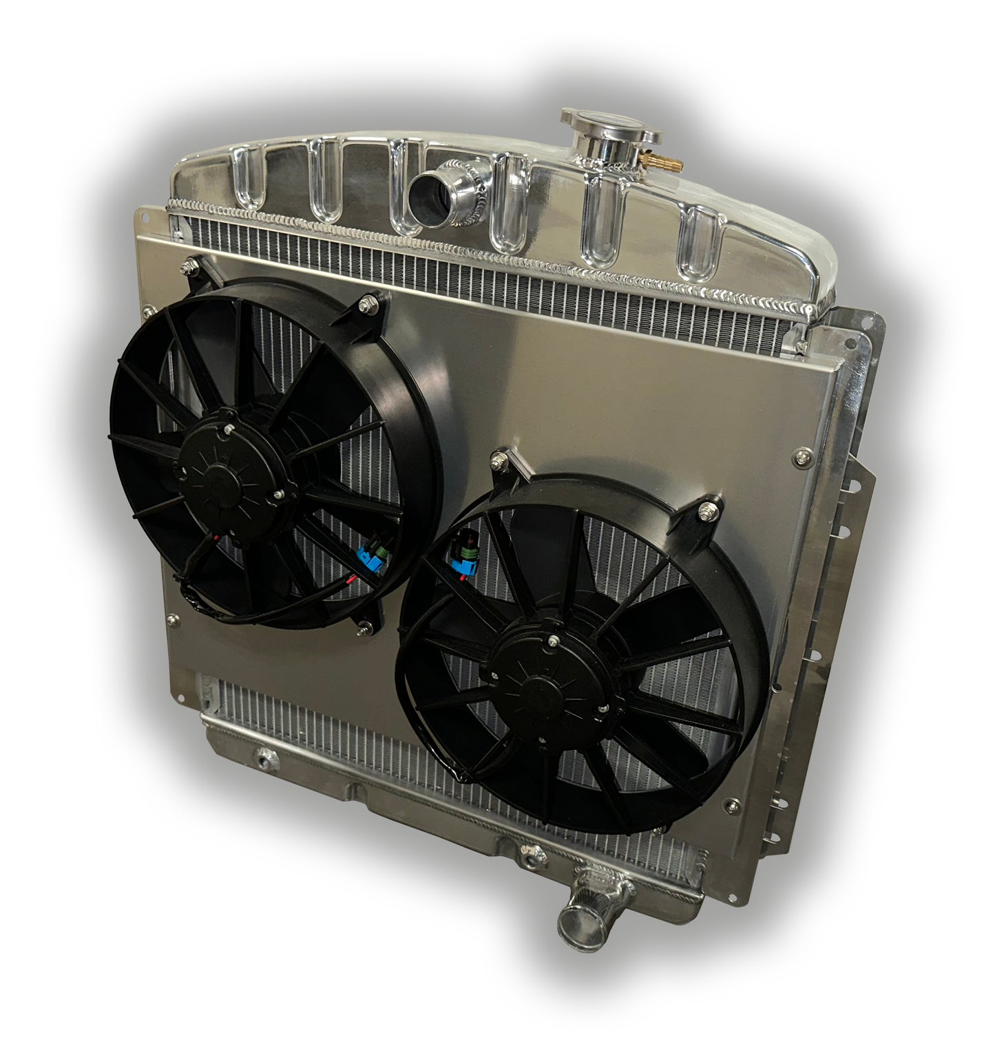 1953 - 1956 Ford F100 F150 Truck HD Aluminum Radiator - Aluminum Shroud Dual 3000 CFM Fans