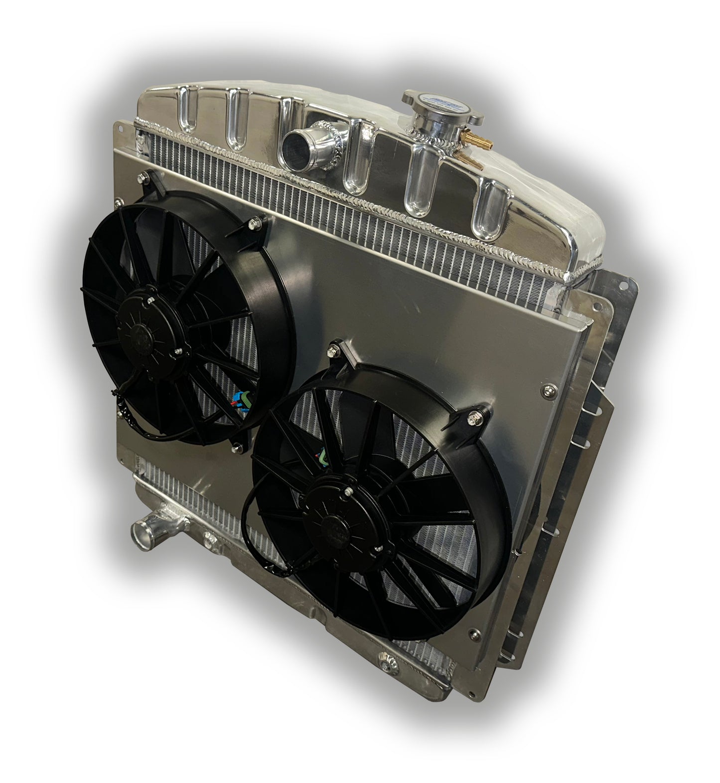 1953 - 1956 Ford F100 F150 Truck HD Aluminum Radiator - DS Inlet - Dual 11" HD Fans With Shroud