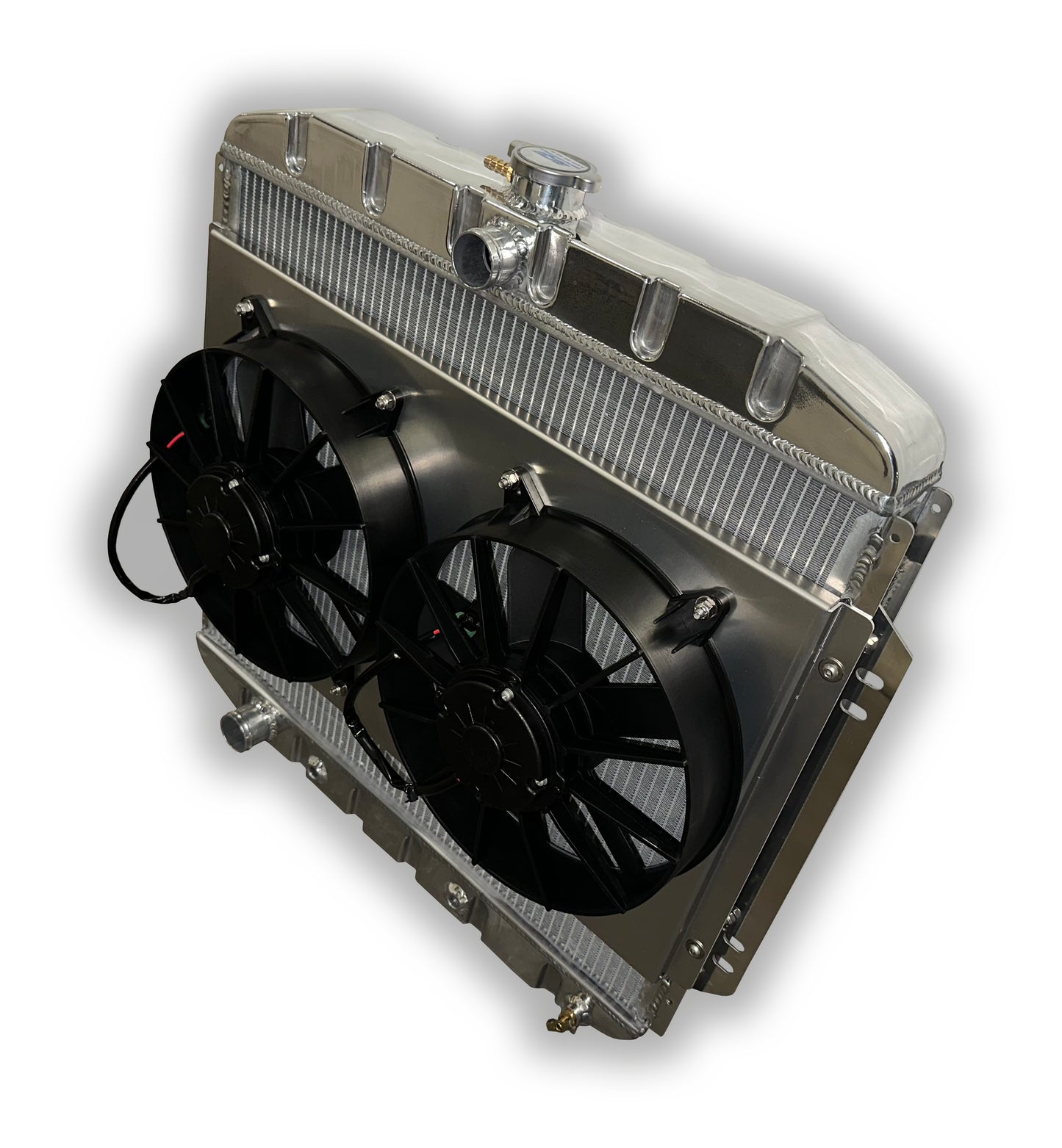 1957 - 1960 Ford F100 F150 Truck HD Aluminum Radiator- Dual 3000 CFM Fans With Shroud - Lower DS