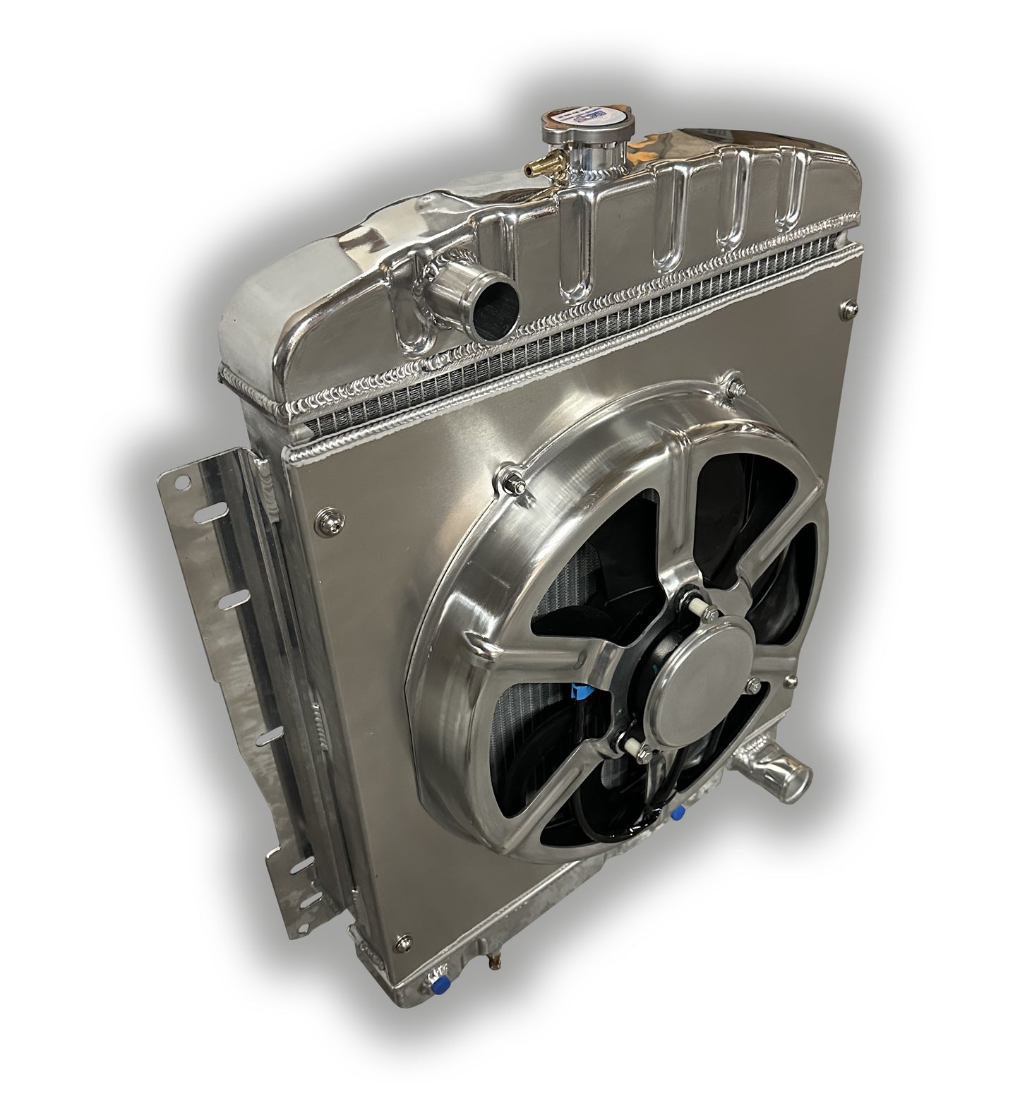 1958 Chevy Impala Aluminum HD ECP Radiator - Aluminum Shroud And 3300 CFM 16" HPX Fan