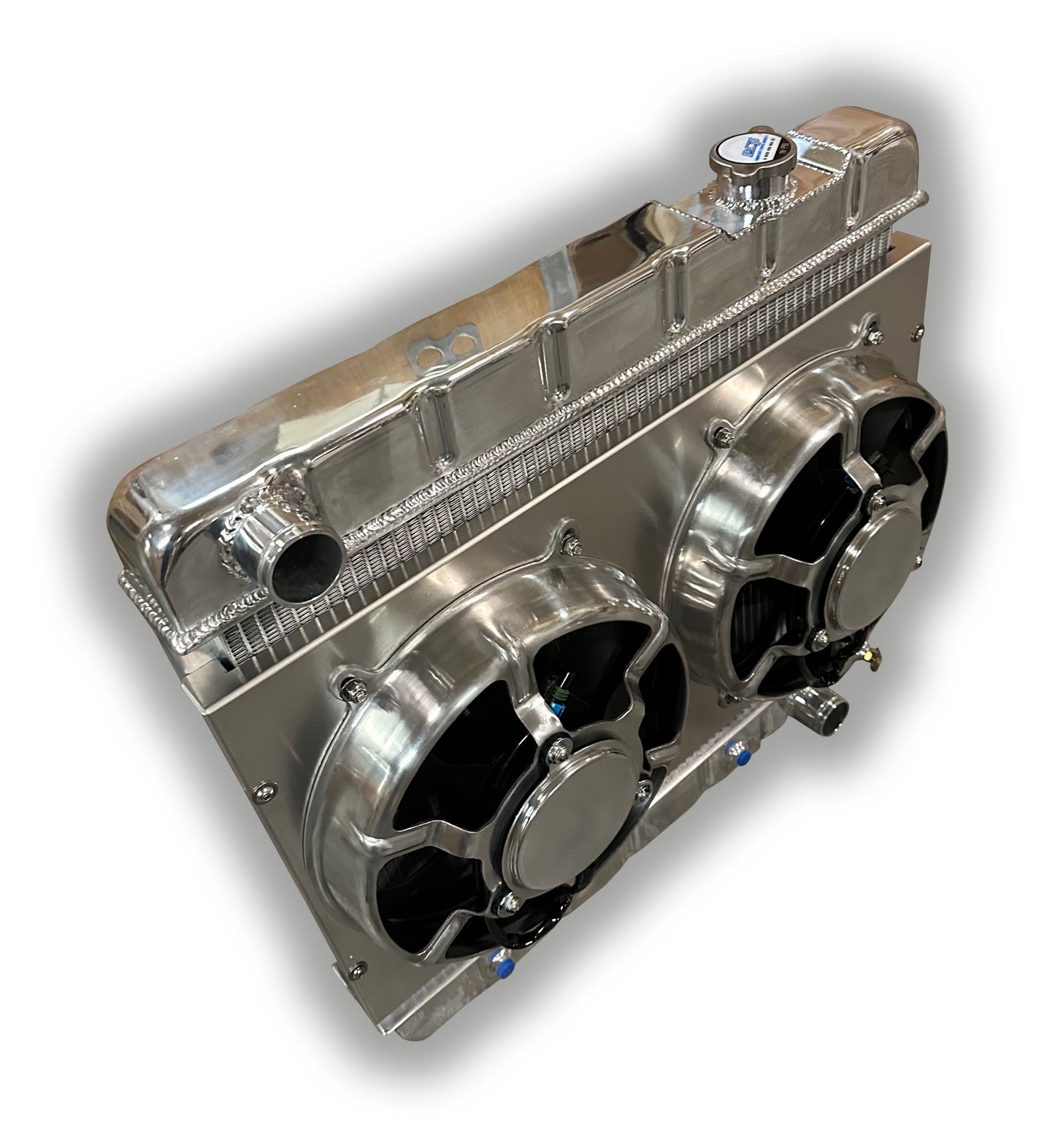 1963 - 1966 Chevy Truck Aluminum Radiator - Dual HPX Aluminum Fans And Aluminum Shroud