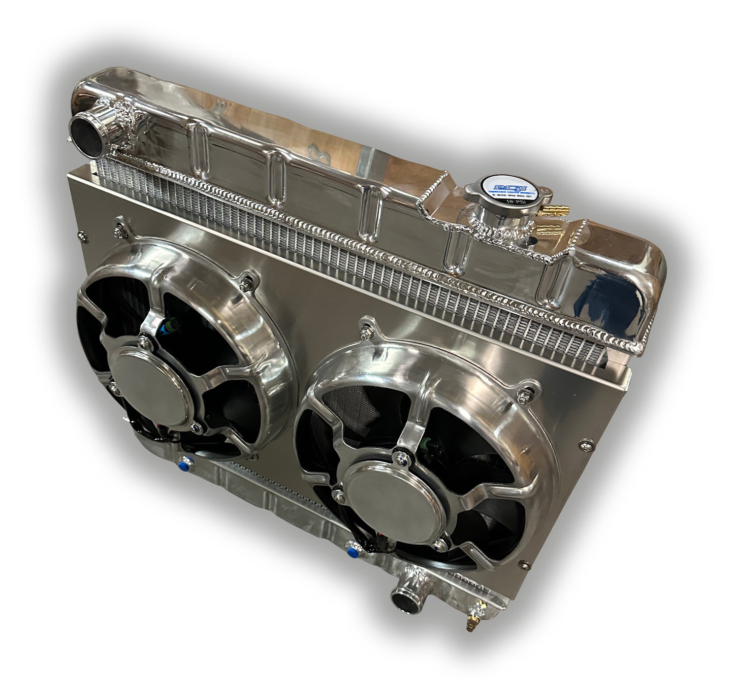 1963 - 1966 Chevy Truck Aluminum Radiator - Dual HPX Aluminum Fans And Aluminum Shroud