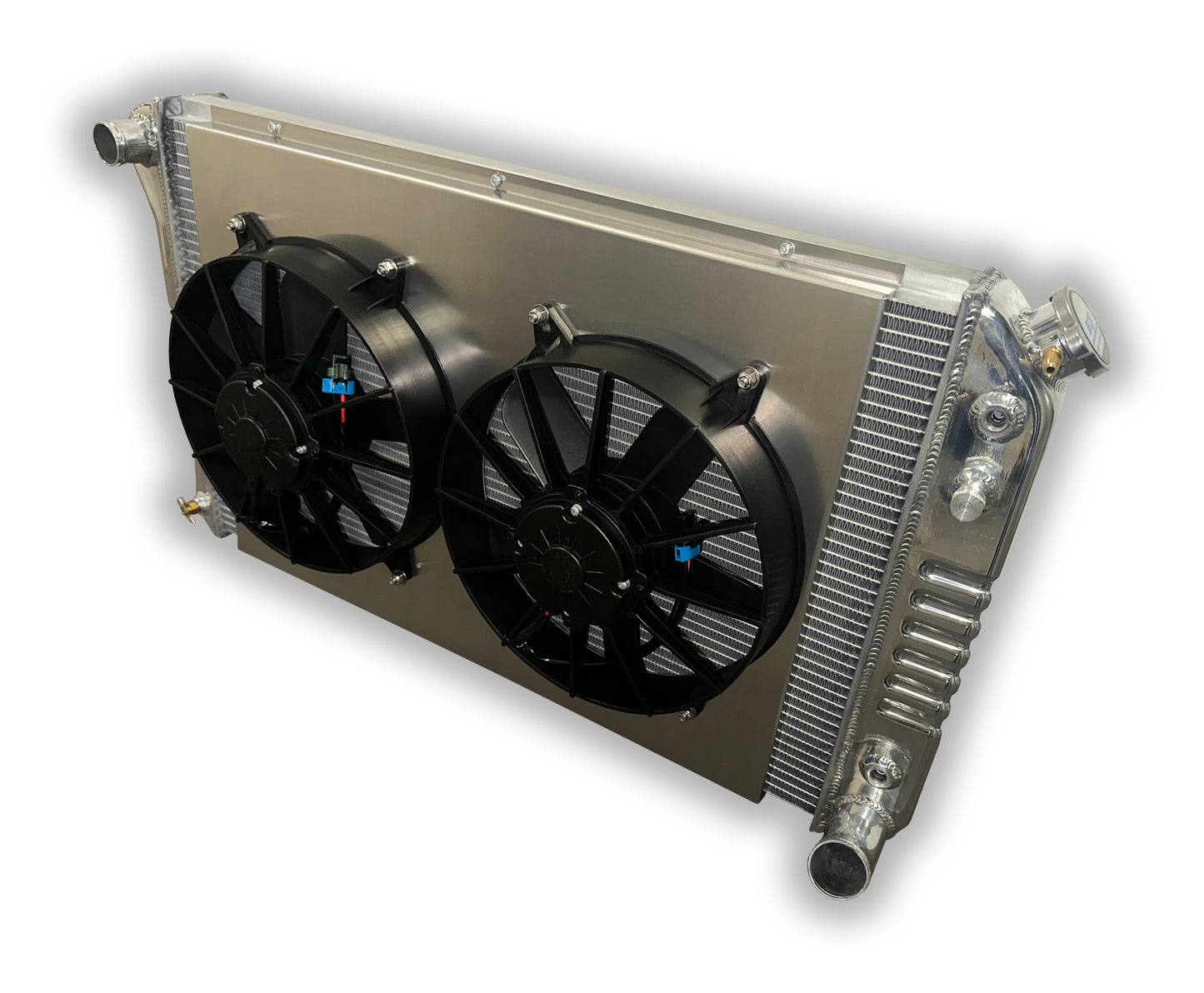 1967 - 1972 Chevy C10 Truck Aluminum Radiator - Dual 1-1/4" Tubes HD3 - Dual 3000 CFM Fans And Aluminum Shroud