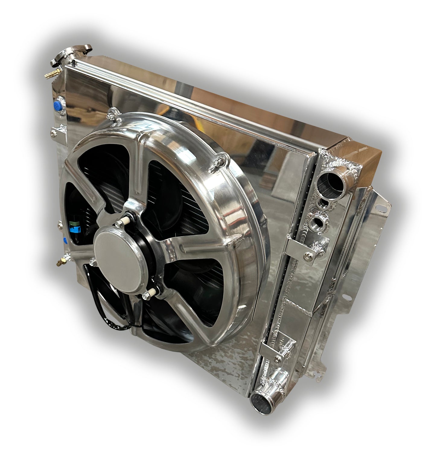ECP Jeep TJ/YJ 1987 - 2004 Aluminum Radiator For LSX or LTX Conversion - 16" 3000 CFM HPX FAN