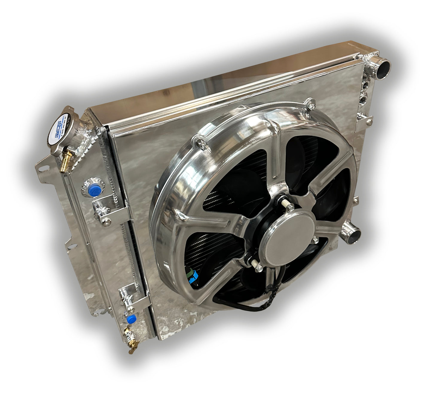 ECP Jeep TJ/YJ 1987 - 2004 Aluminum Radiator For LSX or LTX Conversion - 16" 3000 CFM HPX FAN