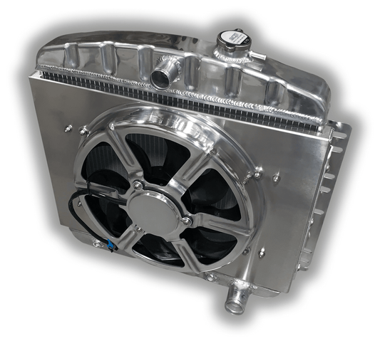 1948 - 1954 Chevy Radiator - 16" HPX 3300 CFM Fan + Shroud