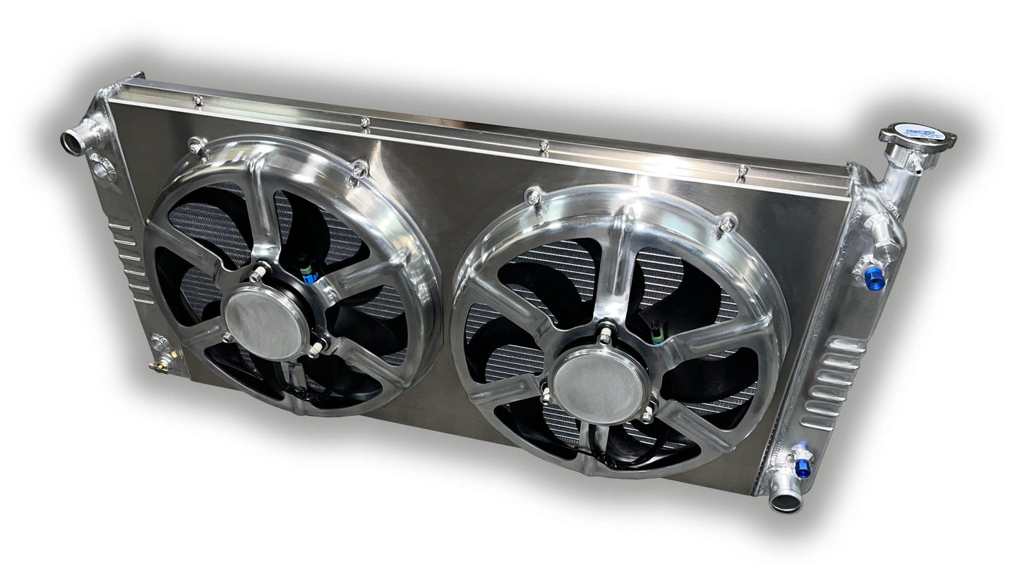 1995 - 1998 Chevy Truck Aluminum Radiator Upgrade - 40" WIDTH - Dual 16" HPX Fans