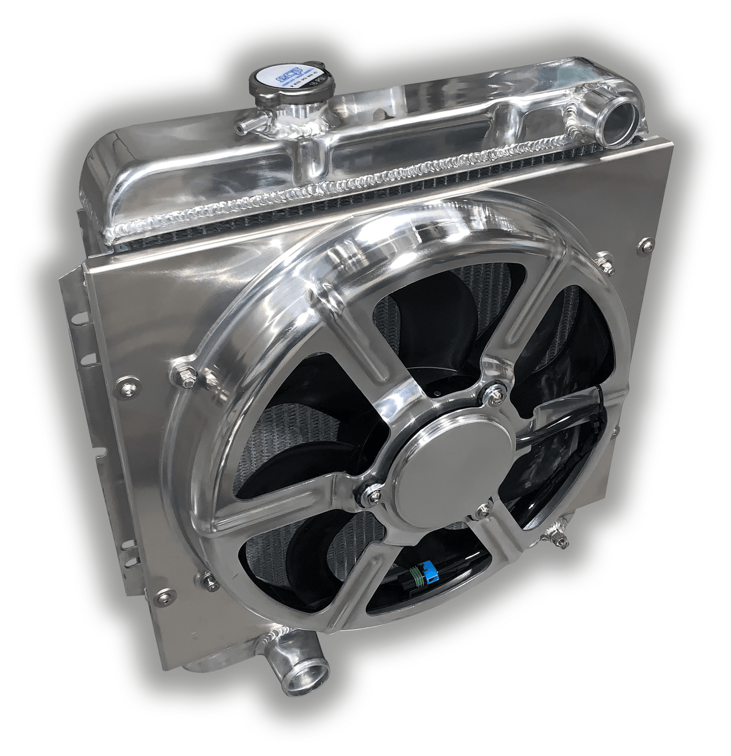 1964 - 1966 Ford Mustang Aluminum Radiator - 16" HPX 3300 CFM Fan + Aluminum Shroud