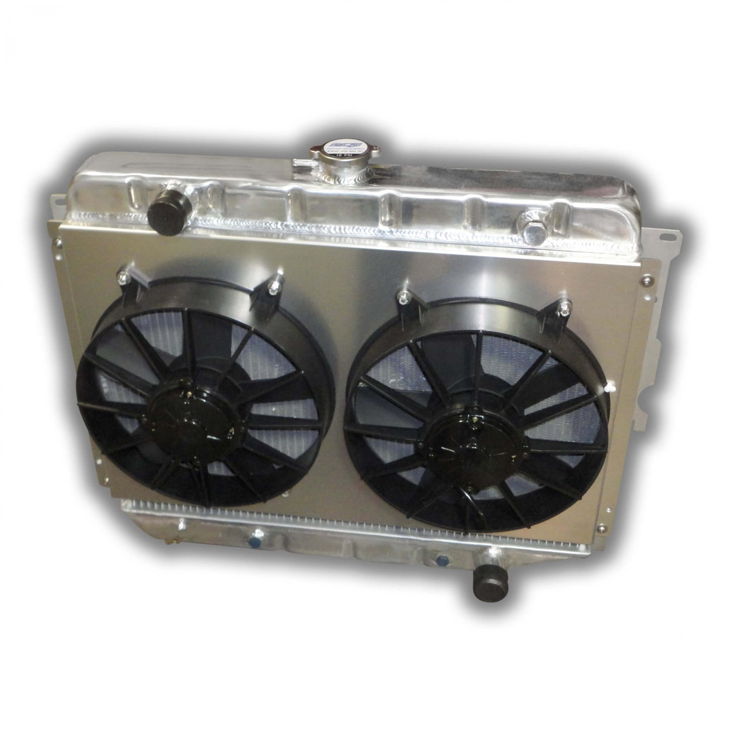 ECP 1967 - 1974 Mopar Small Block 26" All Aluminum Radiator - Dual 11" HP Fans Aluminum Shroud