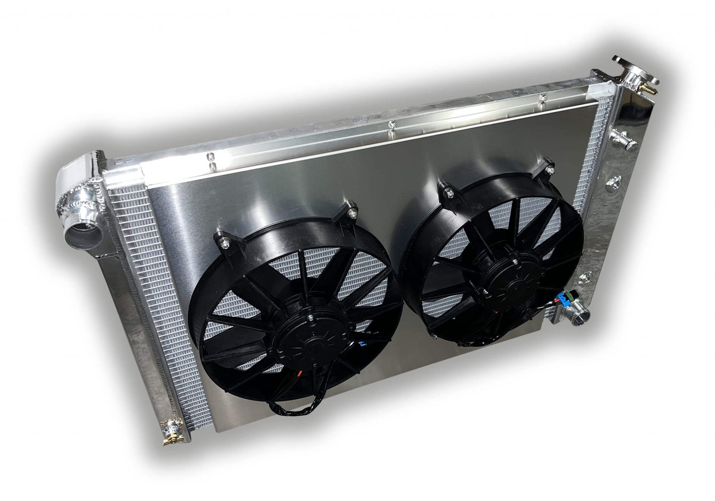 1973 - 1987 Chevy Truck Aluminum Radiator - TALL 20-3/8" - Dual 11" Fans With Aluminum Shroud - 3000 Total CFM