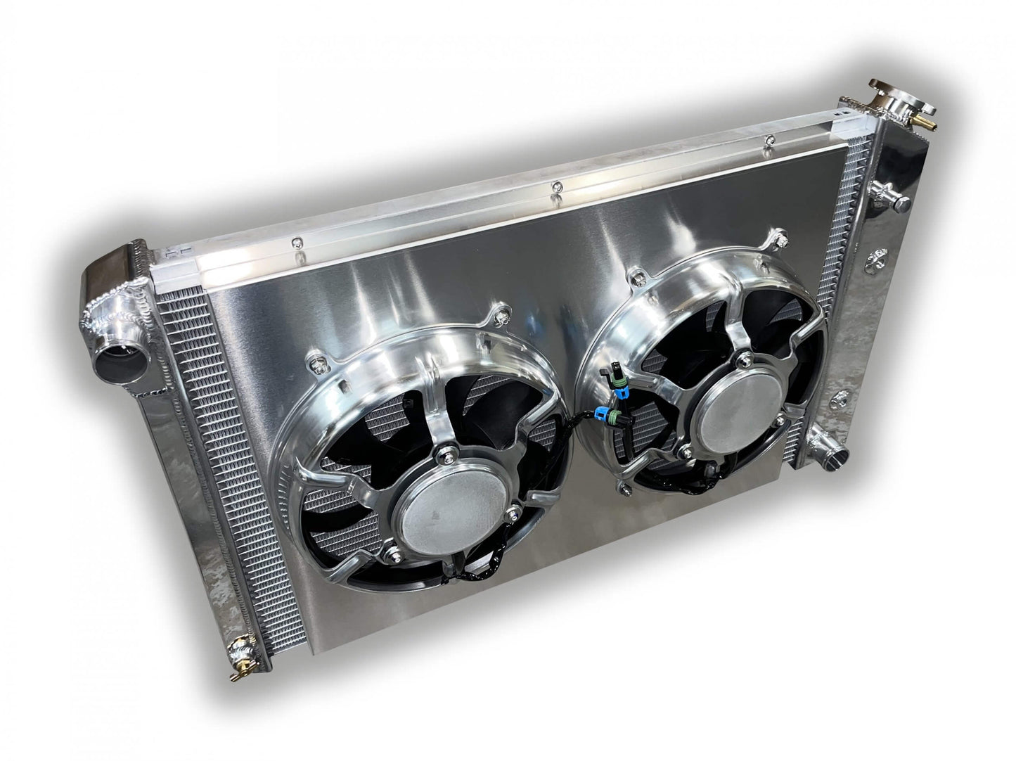 1973 - 1987 Chevy Truck Aluminum Radiator - TALL 20-3/8"  *** Dual 11" HPX All Aluminum Fans With Aluminum Shroud *** - 3000 Total CFM