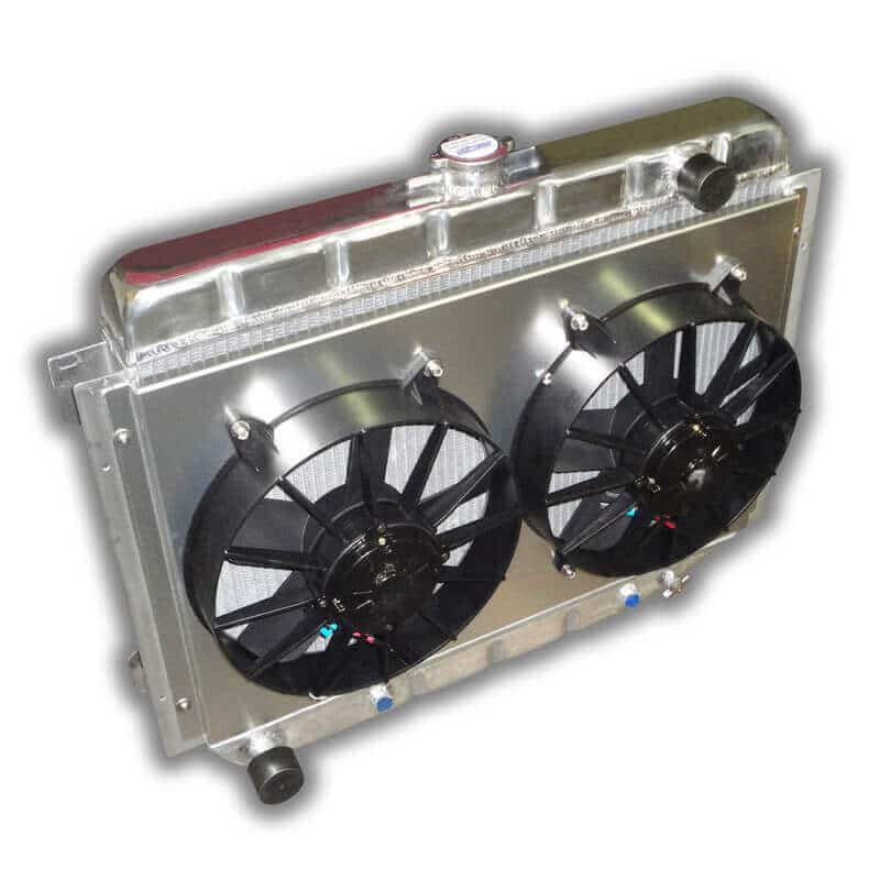 26" Big Block Mopar Radiator - Dual 11" HP Fans And Aluminum Shroud