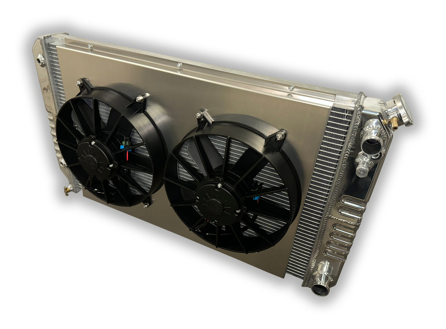 ECP 1973 - 1988 Chevy Truck LSX LTX Aluminum Conversion Radiator - Dual 3000 CFM HD Fans And Shroud