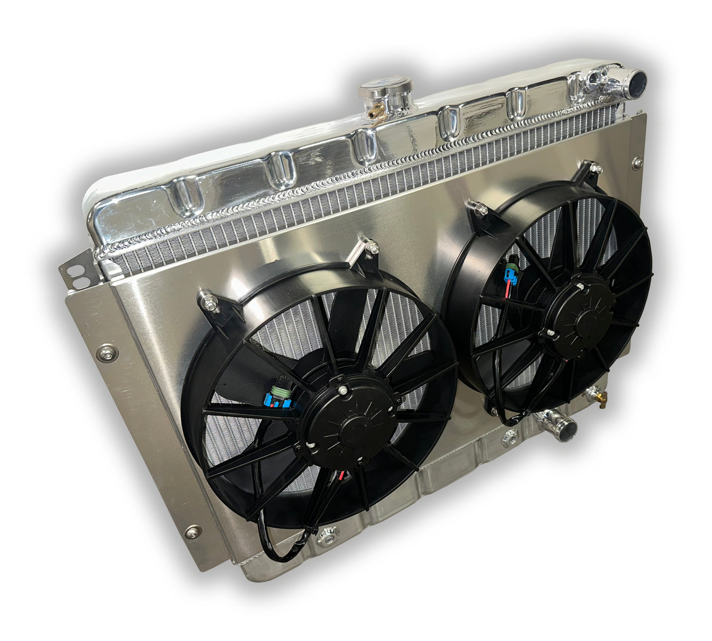 ECP 1959 - 1968 Impala LSX/LTX Conversion Aluminum Radiator - Dual 11" HDDF Fans 3000 CFM And Shroud