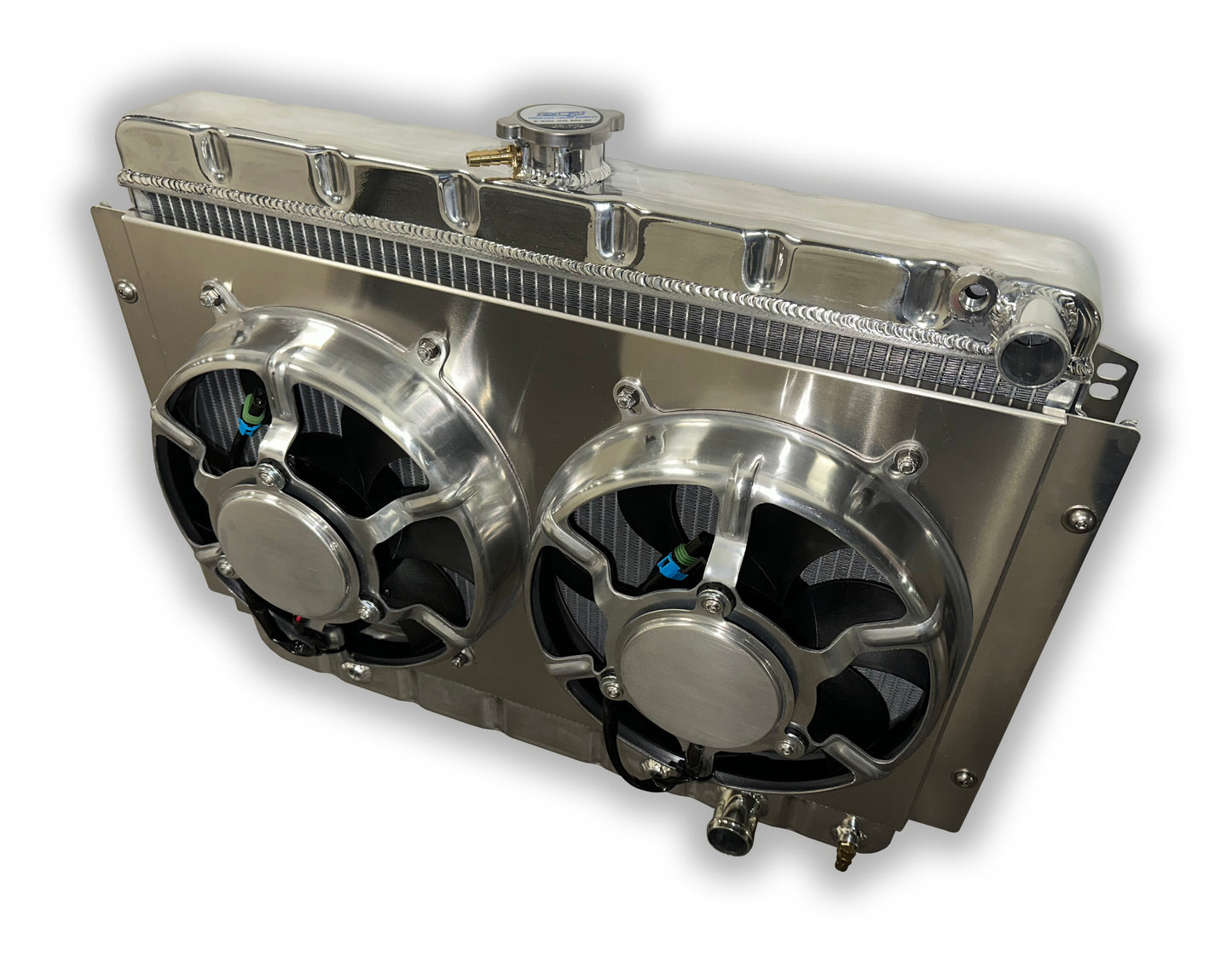 ECP 1959 - 1968 Impala LSX/LTX Conversion Aluminum Radiator - Dual 11" HPX Aluminum Fans 3200 CFM And Shroud