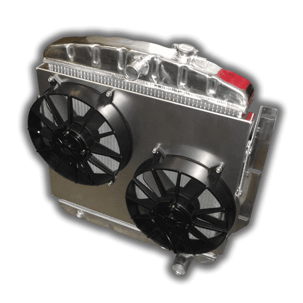 1955 - 1959 Chevy Truck Aluminum Radiator - Dual HP Fans - Aluminum Sh ...
