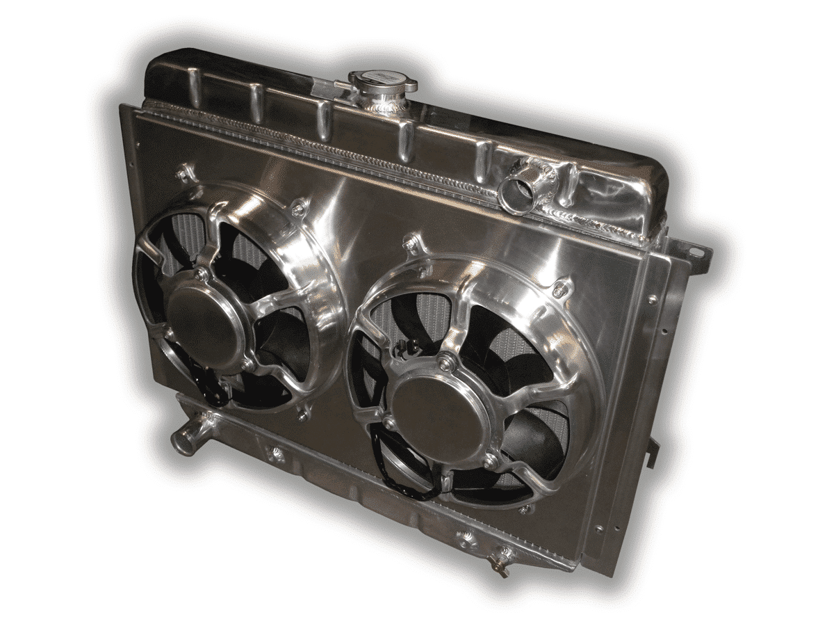 26" Big Block Mopar Radiator - Dual HPX Fans And Aluminum Shroud