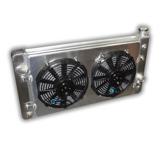 1990 - 1994 Chevy S10 HD Aluminum Radiator - 2-rows of 1.0" Cooling Tubes - Dual Low Profile Fans